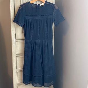Michael Kors Eyelet Fit and Flare Navy Dress XS 0